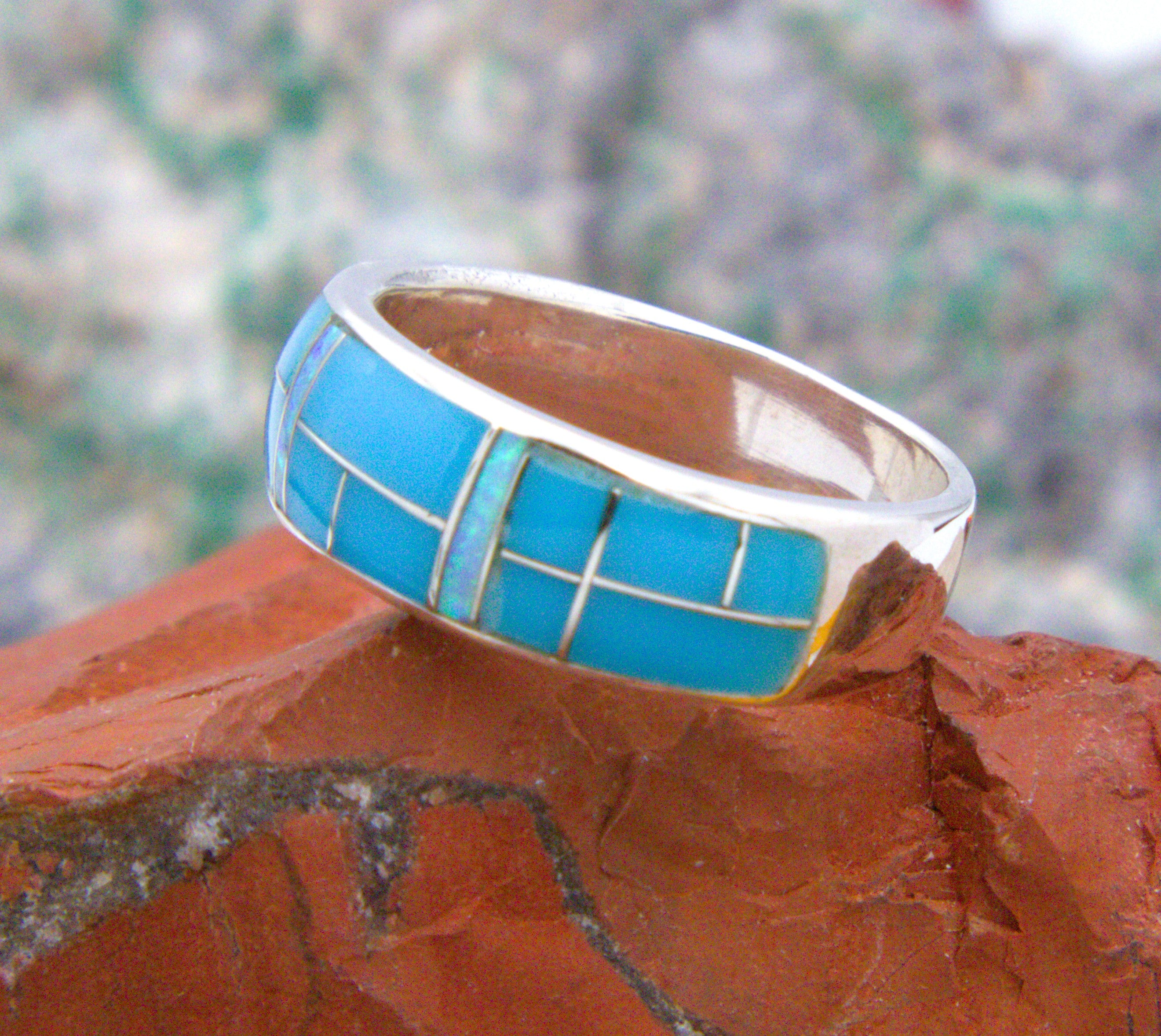 Turquoise and Opal Southwestern Turquoise Ring