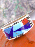 Sterling Silver Turquoise Coral Lapis Ring