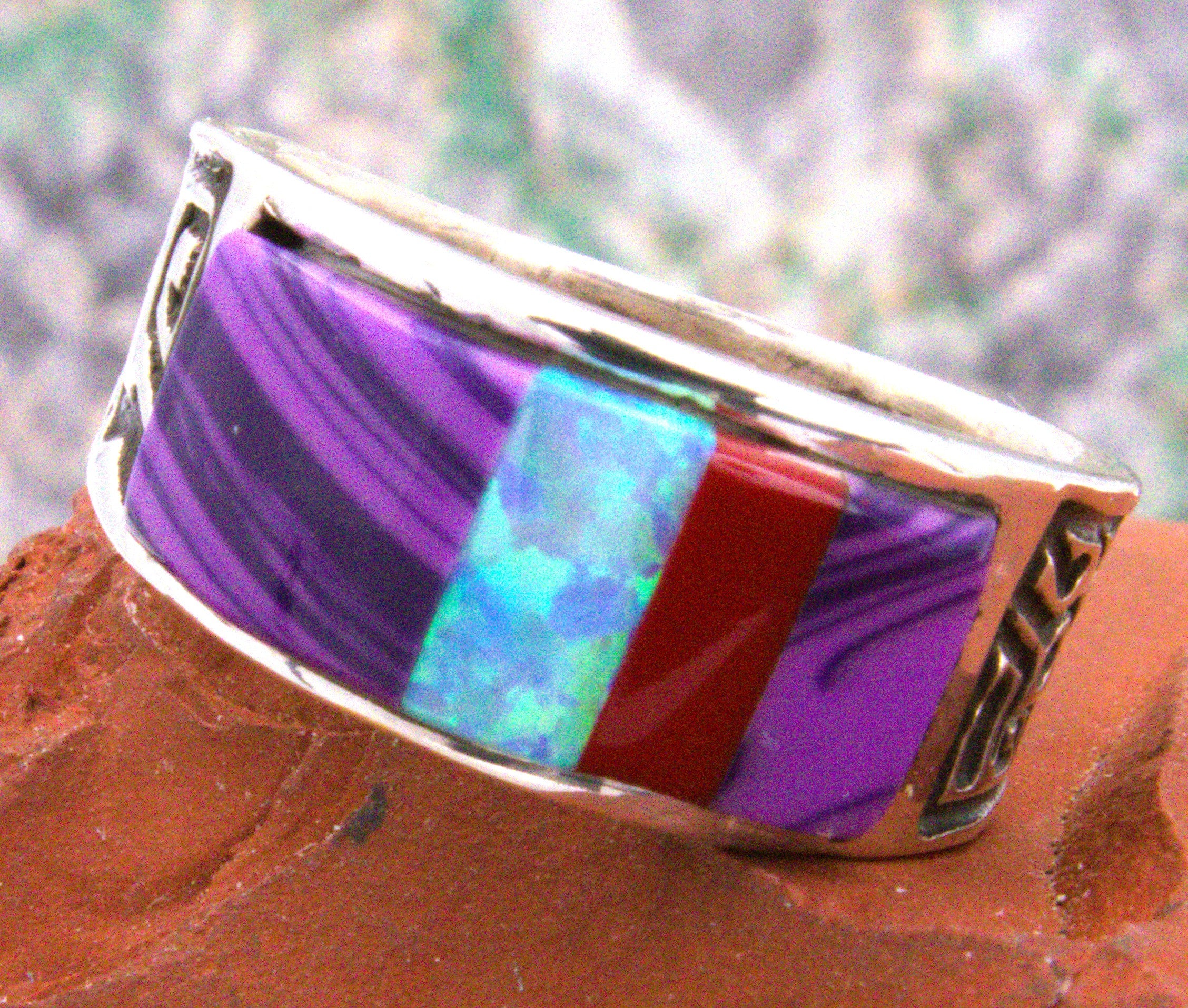 Sterling Silver Charolite Coral Opal Ring ROP4