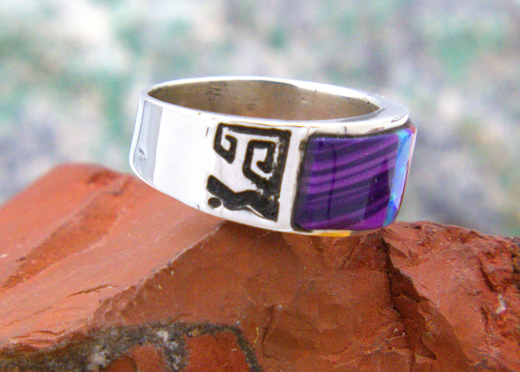 Sterling Silver Charoite Coral Opal Ring