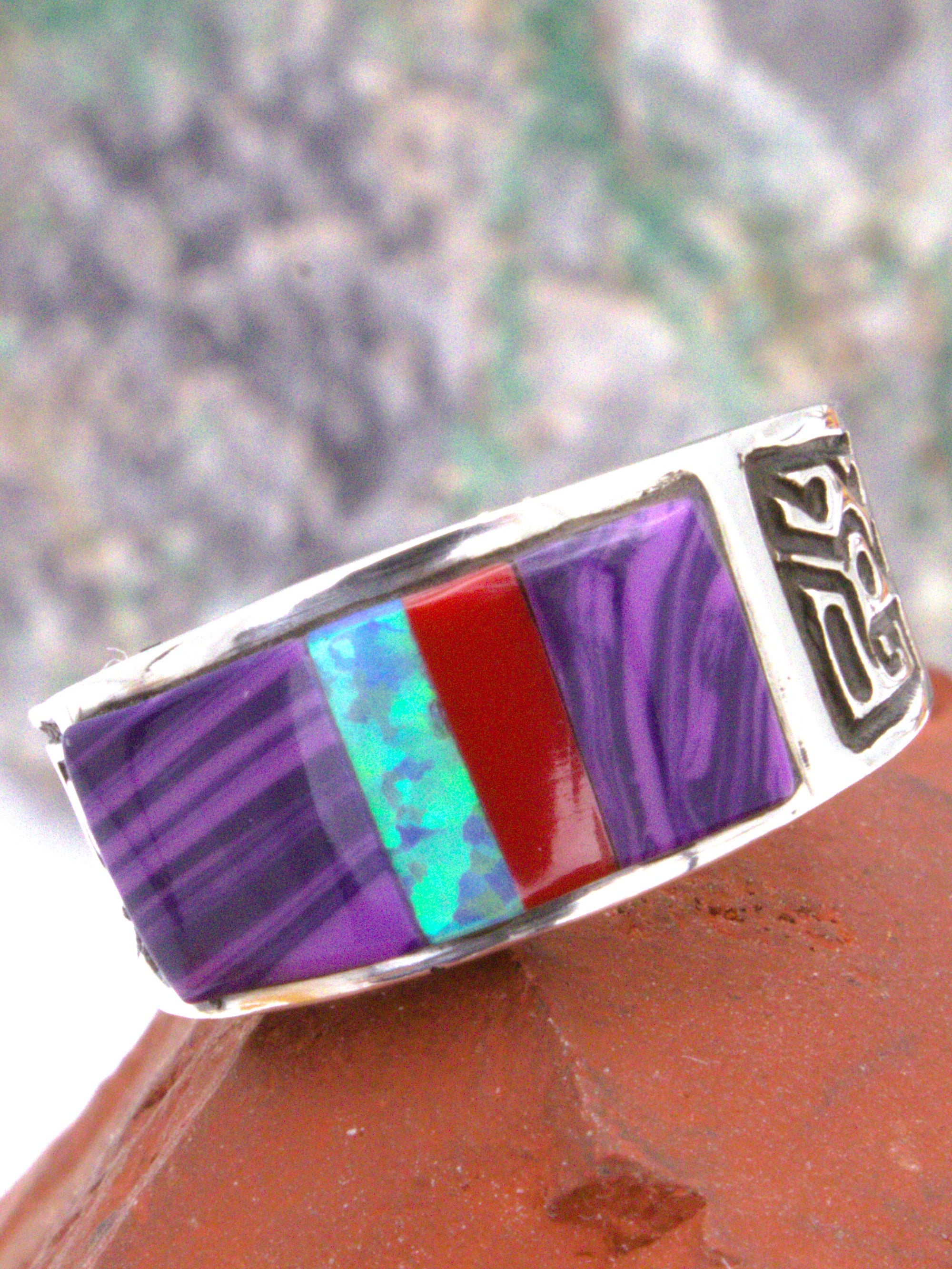 Sterling Silver Charolite Coral Opal Ring ROP4