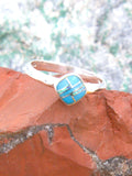 Turquoise and Opal Sterling Silver Inlay Ladies Ring  ROP6