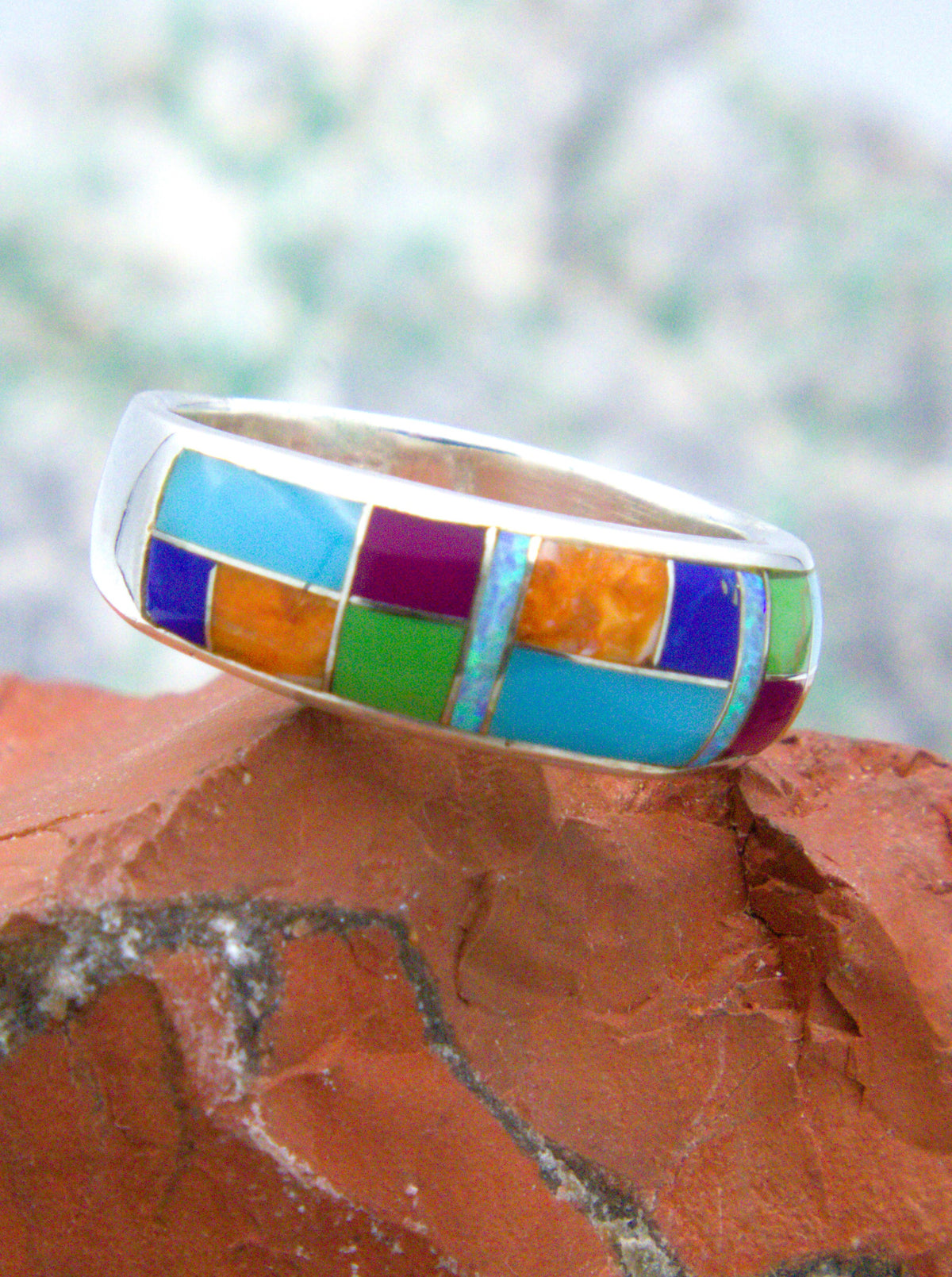 Turquoise Lapis Sterling Silver Inlay Ring