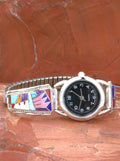 Turquoise Jewelry Sterling Silver Turquoise Coral Ladies Inlay Watch WL01