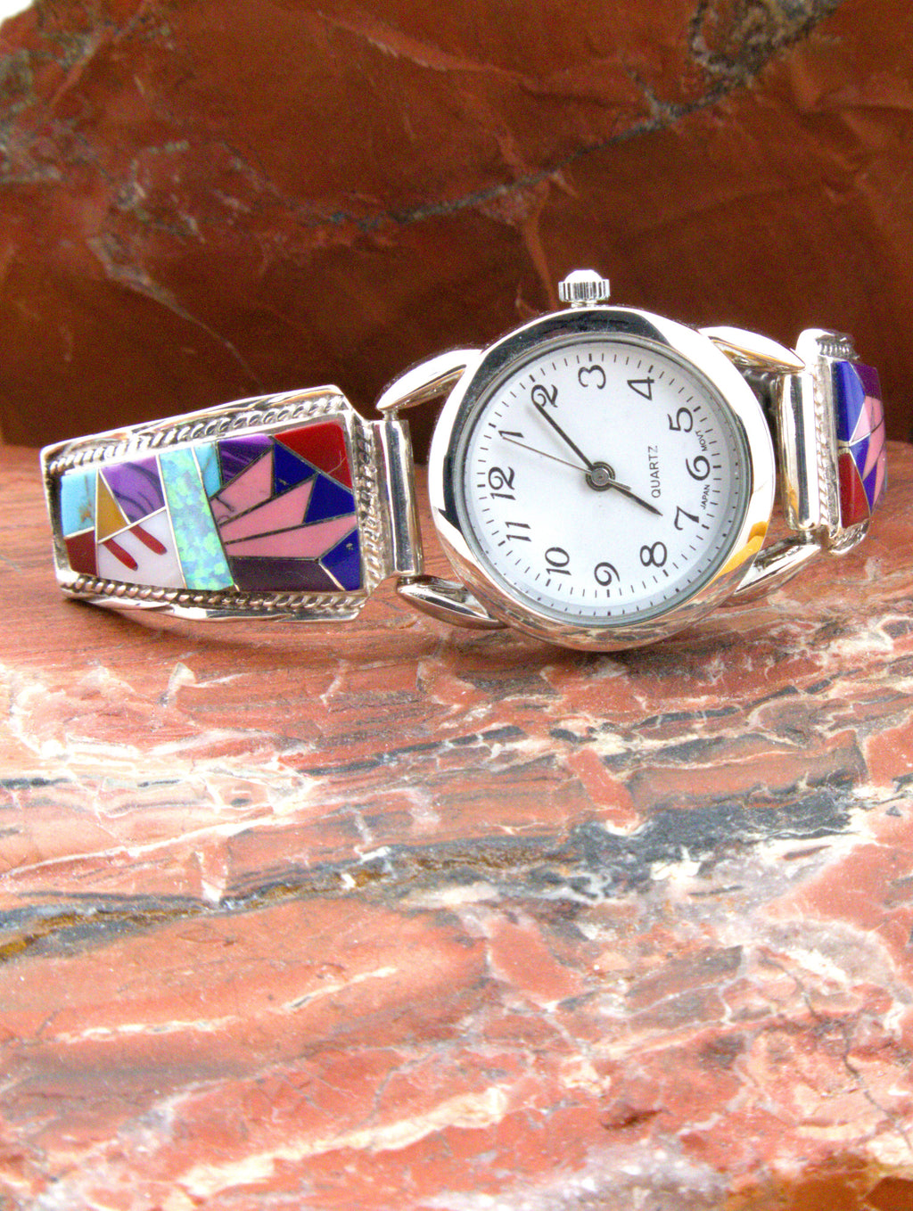 Sterling Silver Turquoise Coral Ladies Watch WL02