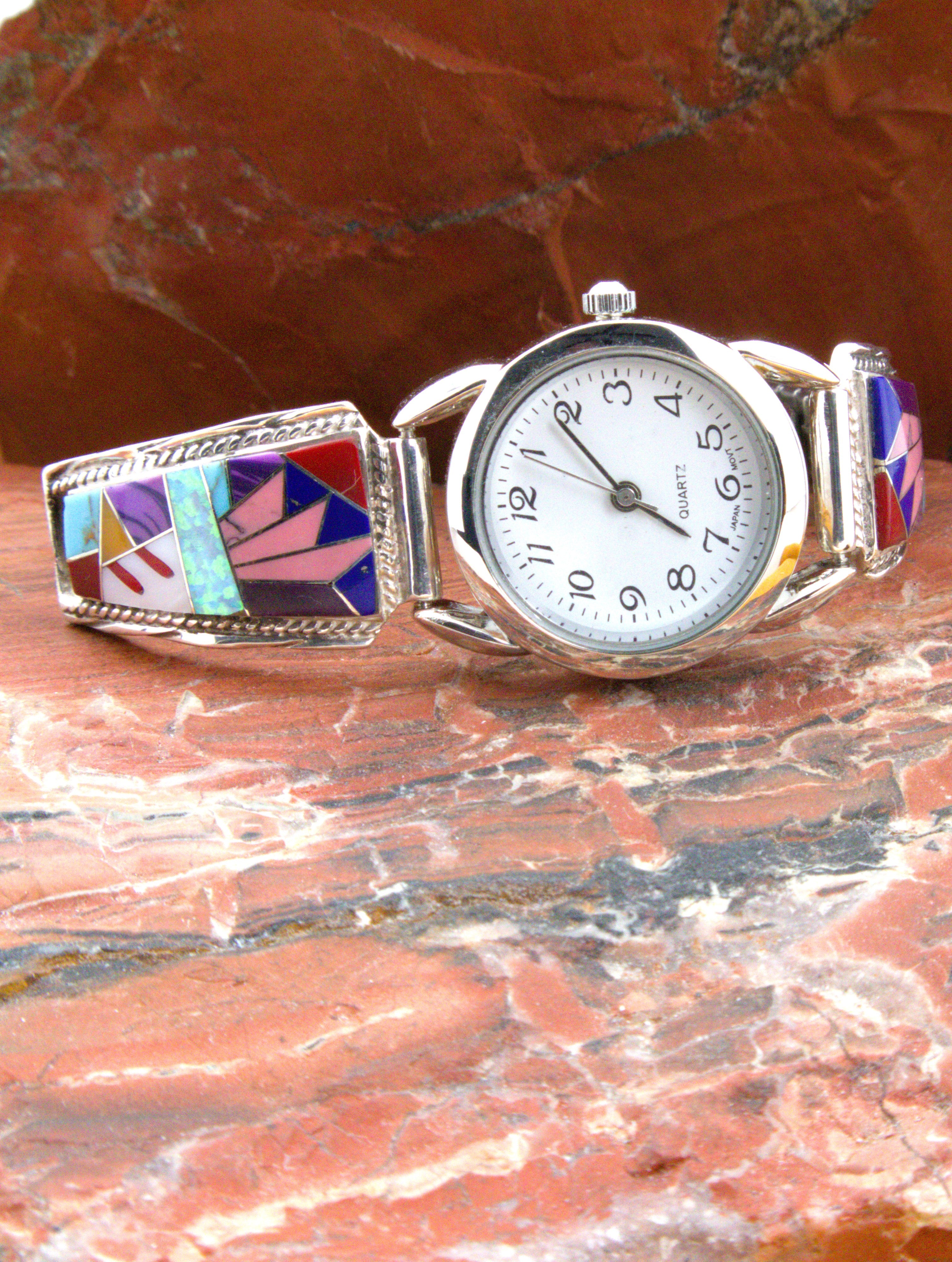 Sterling Silver Turquoise Coral Ladies Watch WL02