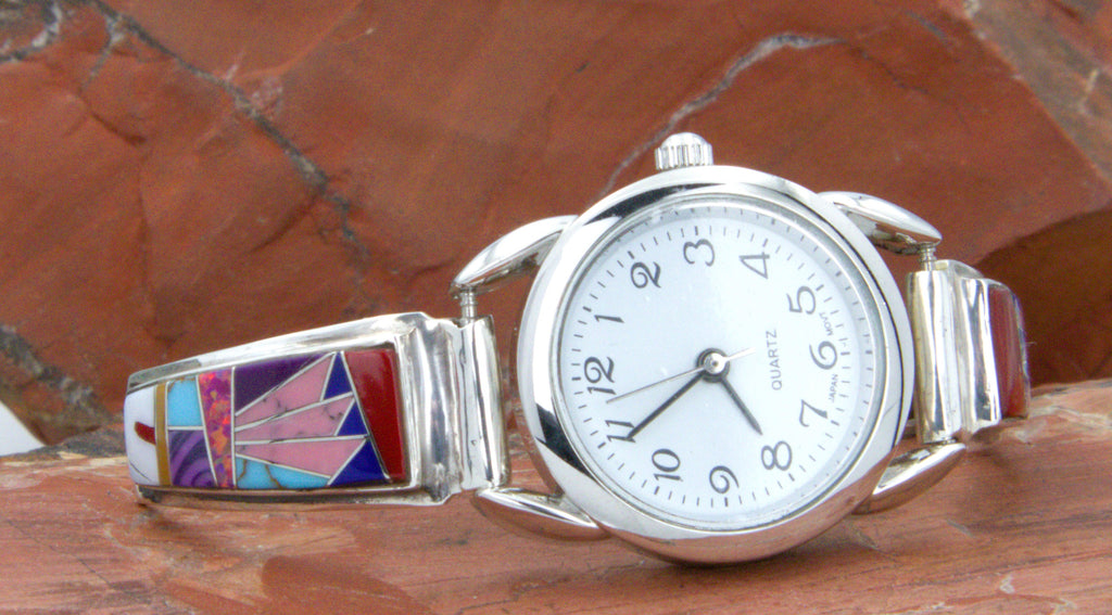 Ladies Sterling Silver Turquoise Inlay Watch WL04