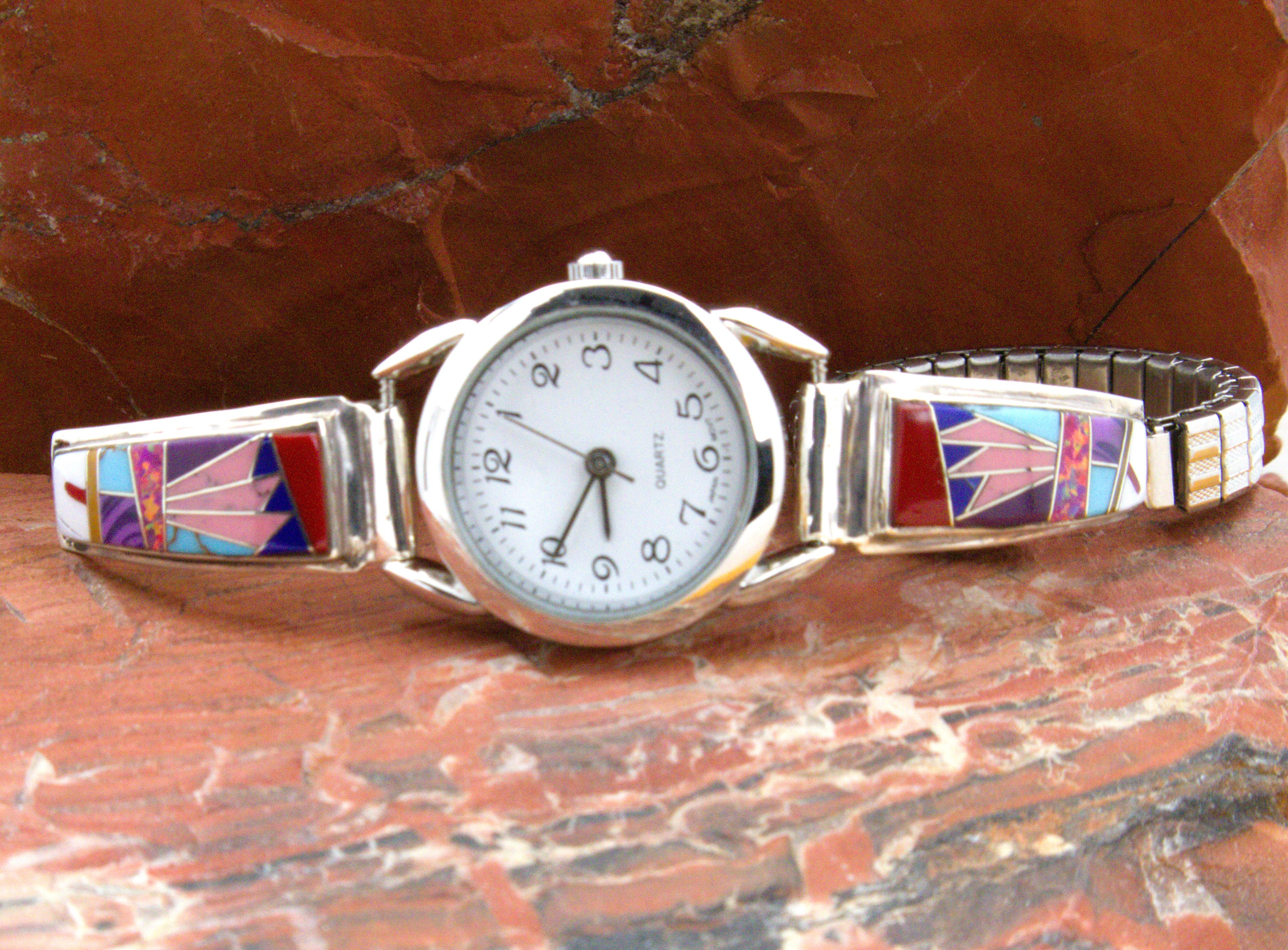 Ladies Sterling Silver Turquoise Inlay Watch WL04
