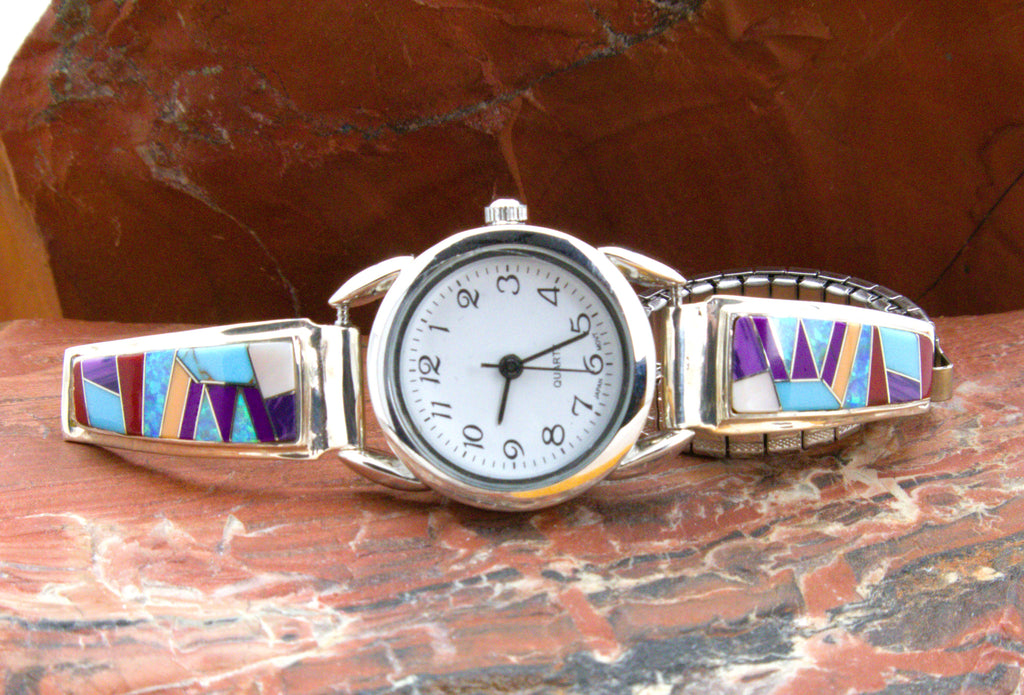 Sterling Silver Turquoise Coral Ladies Watch WL05
