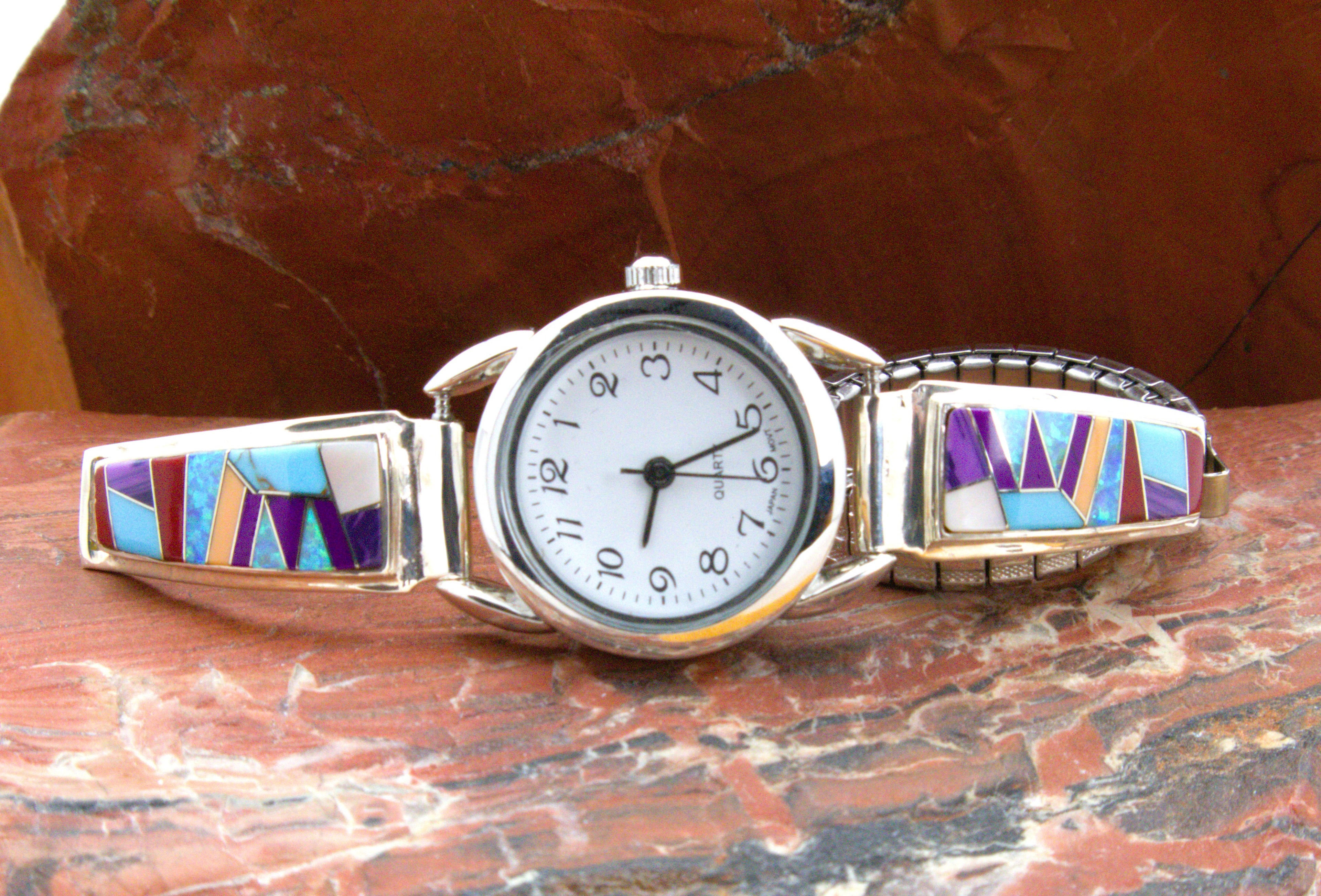 Sterling Silver Turquoise Coral Ladies Watch WL05