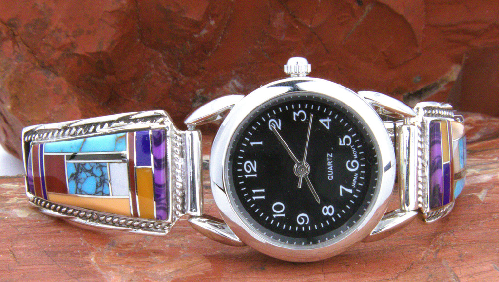 Sterling Silver Turquoise Coral Ladies Watch WL07