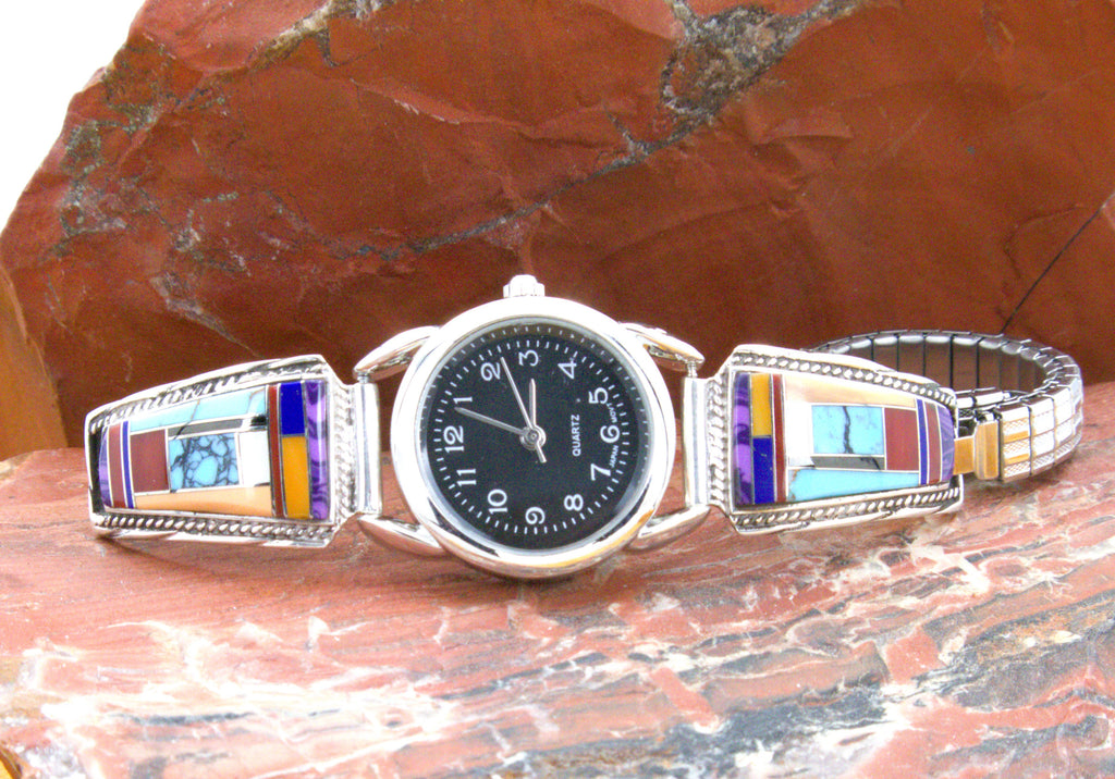 Sterling Silver Turquoise Coral Ladies Watch WL07