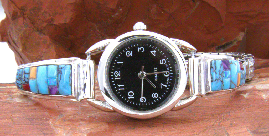 Sterling Silver Ladies Turquoise Inlay Watch WL08