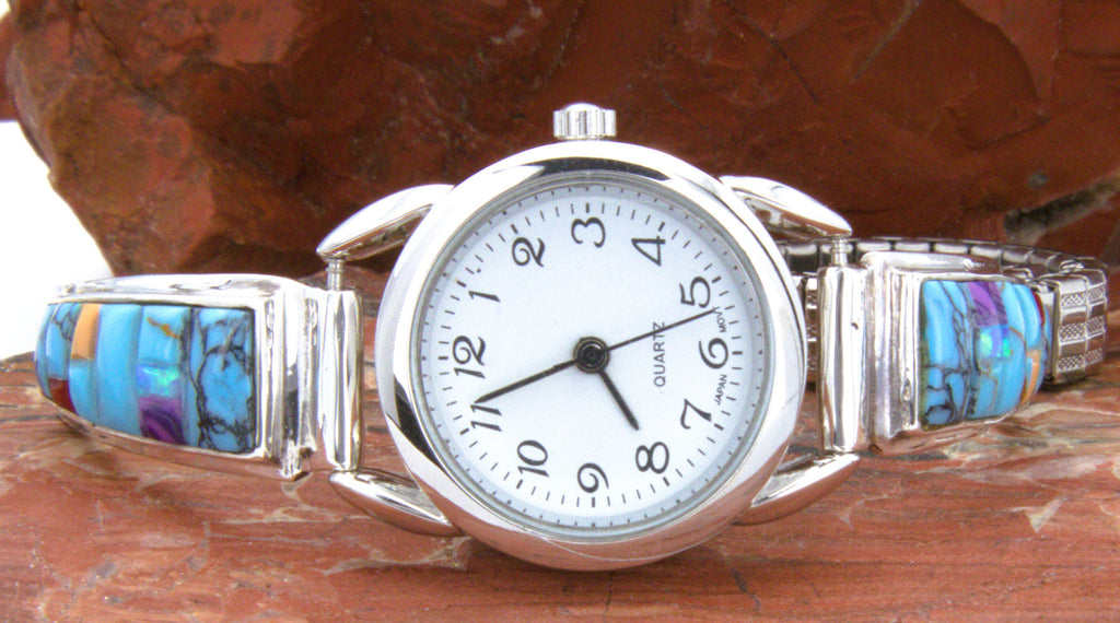 Ladies Sterling Silver Turquoise Inlay Watch WL09