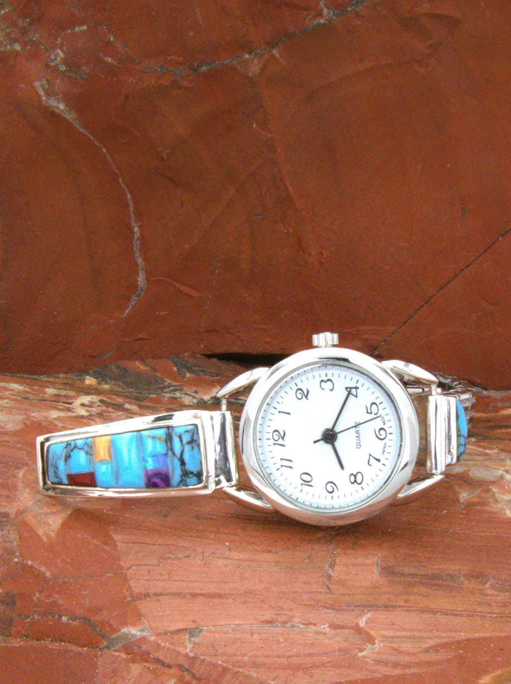 Ladies Sterling Silver Turquoise Inlay Watch WL09