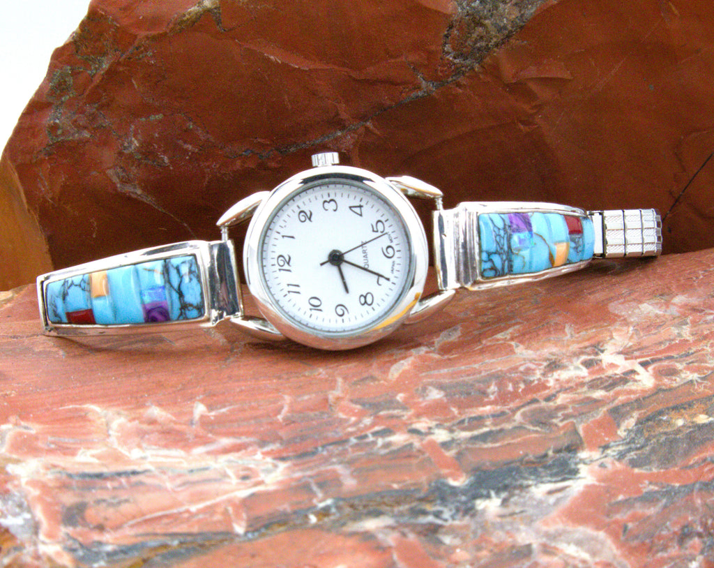 Ladies Sterling Silver Turquoise Inlay Watch WL09