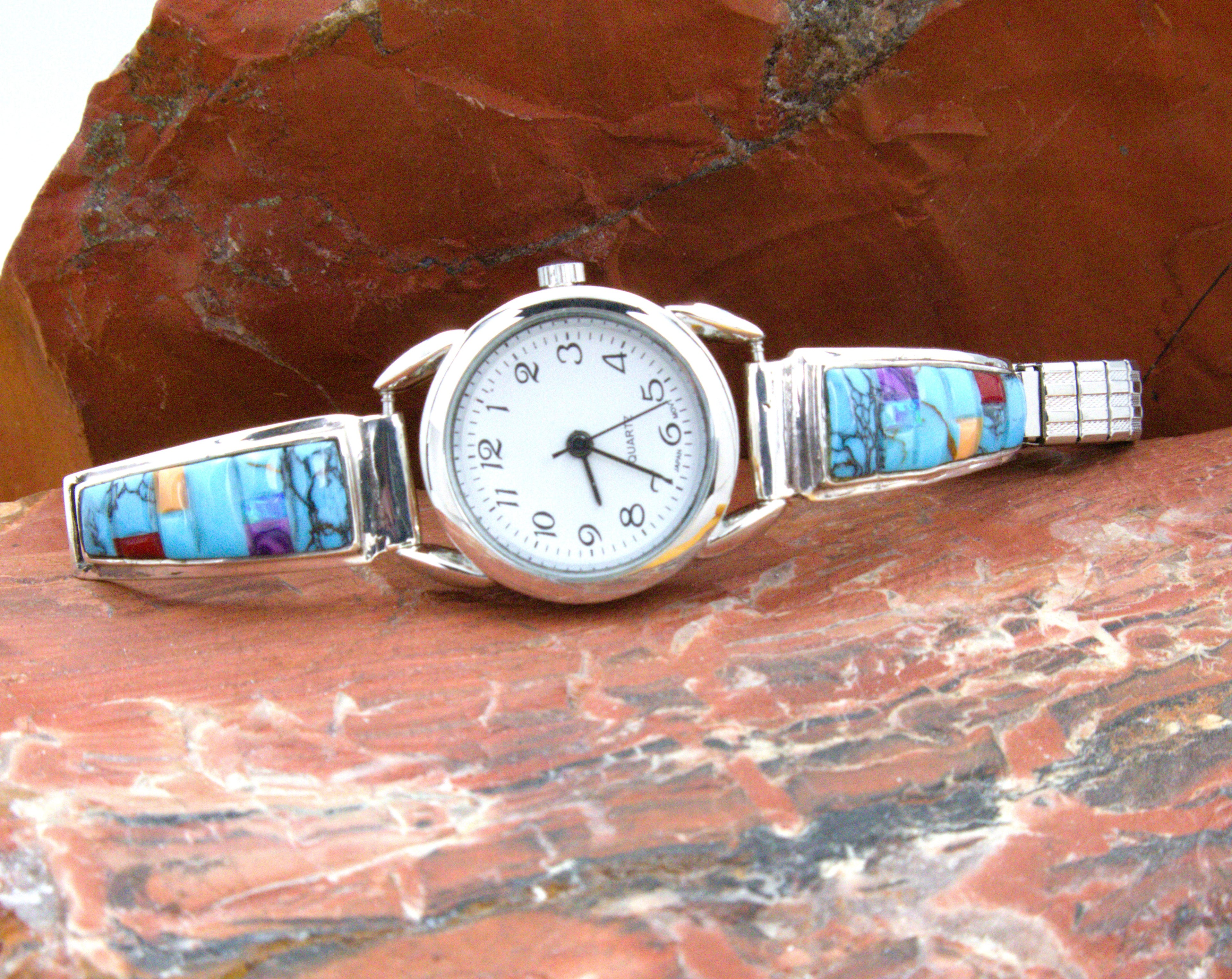 Ladies Sterling Silver Turquoise Inlay Watch WL09