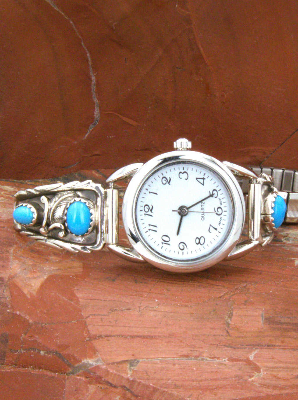 Sterling Silver Native American Ladies Turquoise Watch WL10
