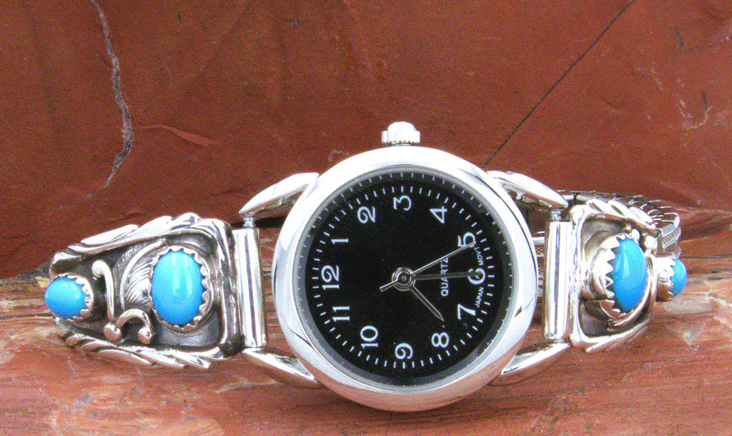 Native American Ladies Sterling Silver Turquoise Watch WL11