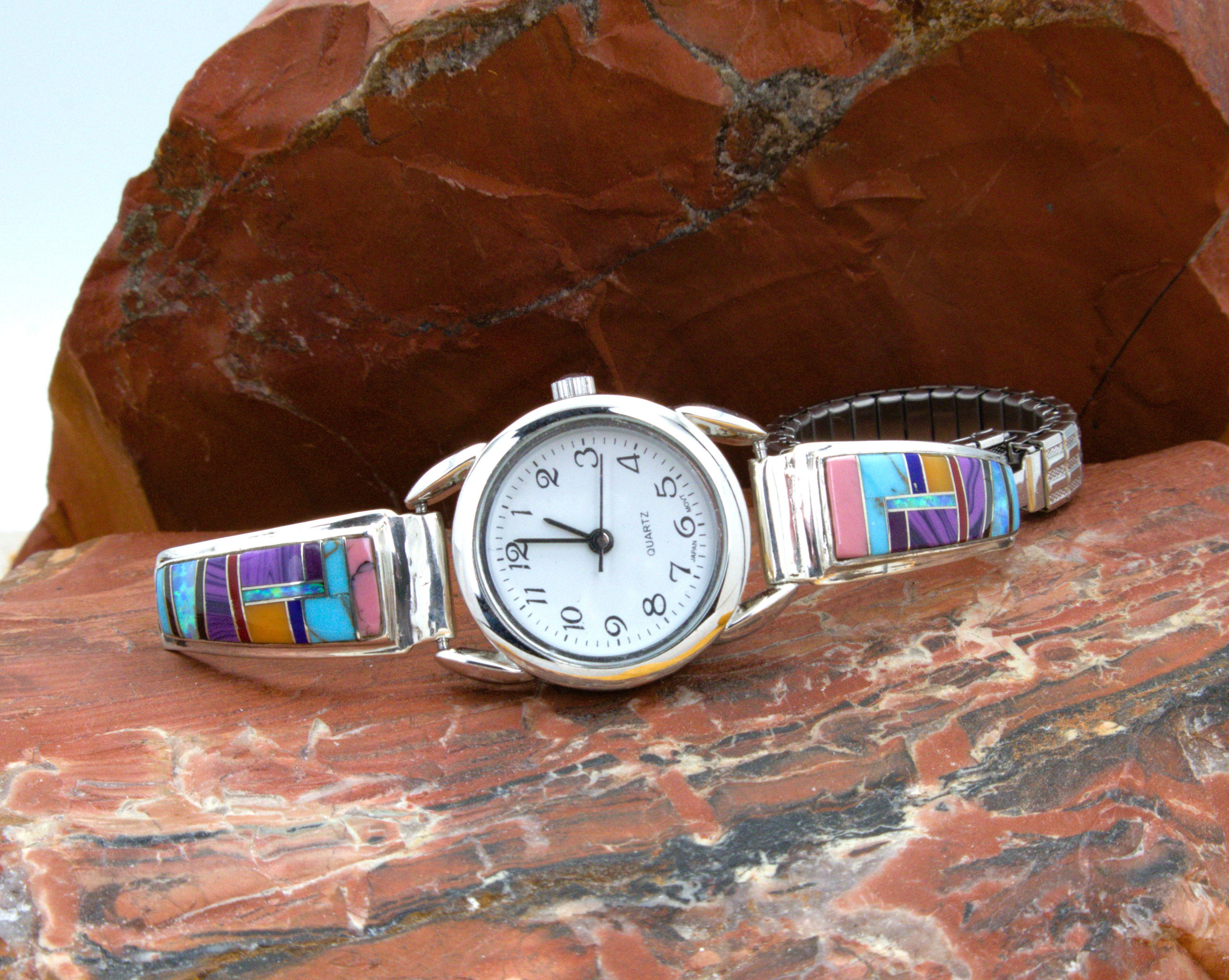Ladies Sterling Silver Turquoise Inlay Watch WL12