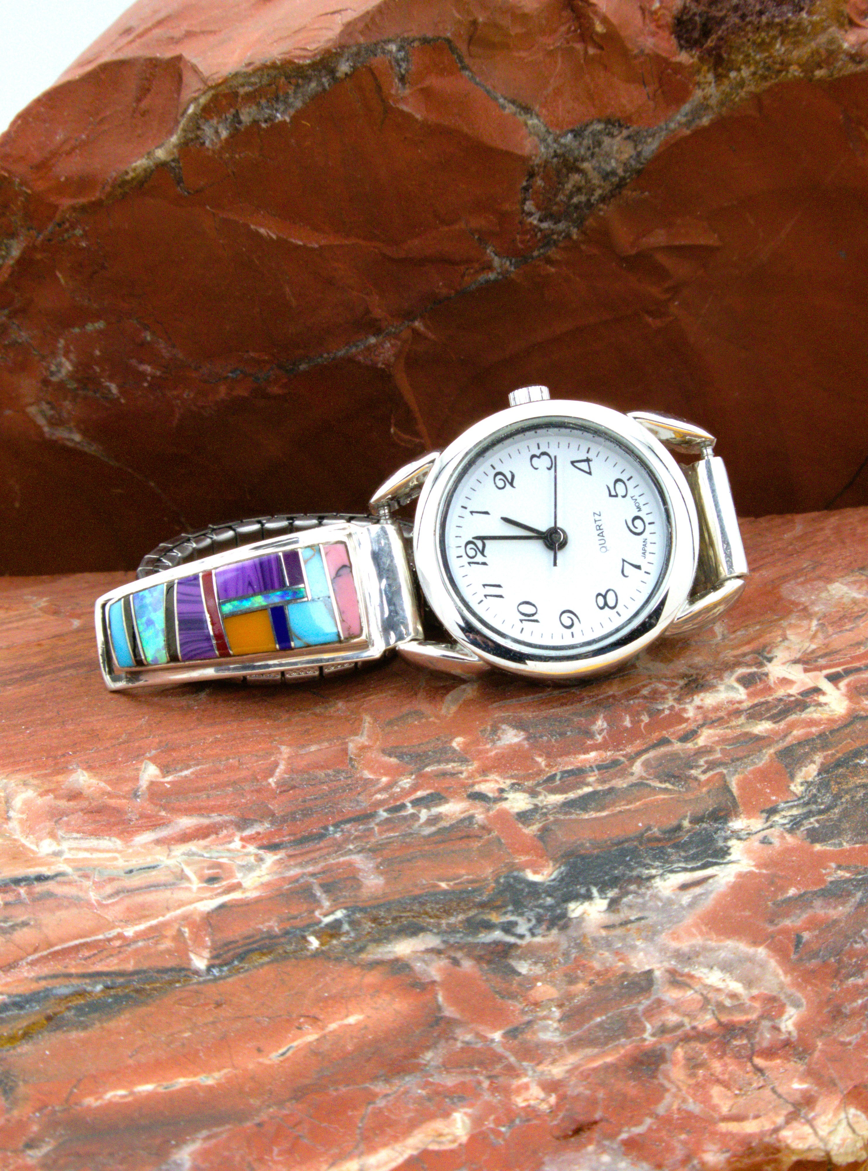 Ladies Sterling Silver Turquoise Inlay Watch WL12